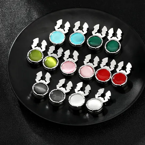 Cubrebotones de Camisa de Aleación Redonda de Moda Con Piedra Ojo de Gato Sintética Gemelos Decorativos Unisex Elegantes Accesorios