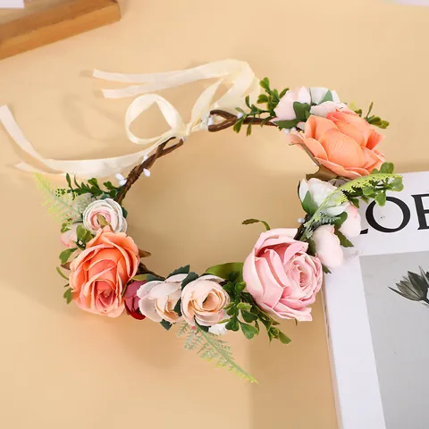 Böhmische Künstliche Blumenkrone Girlande Für Hochzeit Fotografie Party Handgefertigte Rose Gänseblümchen Kopfschmuck Verstellbare Haarschmuck