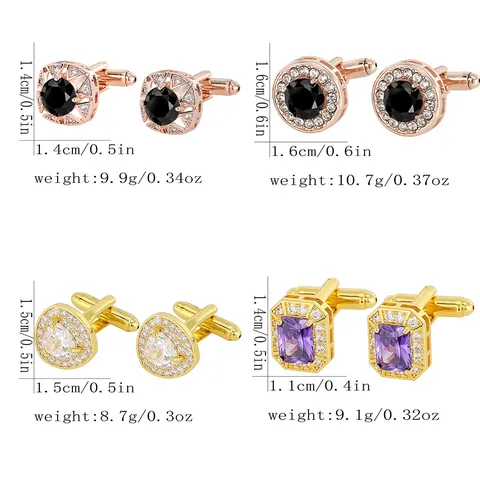 Lussuosi Gemelli Da Polso In Rame Da Uomo Business Geometrici Tondi Quadrati Cuore Con Zirconia Intarsiata Gemelli Per Matrimonio Festa Camicia Accessori
