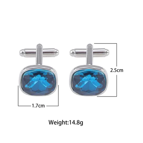 Men Business Alloy Crystal Cufflinks Elegant Formal Shirt Links Cushion Cut Rhinestone Zirconia Jewelry Wedding Office Dress