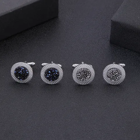 Herren Business Runde Legierung Strass Manschettenknöpfe Vintage Geometrische Kristall Hemd Ärmelnaigel Für Hochzeit Party Schmuck Geschenk