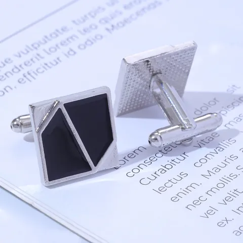 Vintage French Men Business Cufflinks Geometric Black Enamel Gold Silver Plated Alloy Shirt Jewelry Wedding Accessory