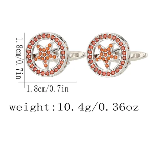Vintage Copper Octagon Cufflinks For Men Gold Silver Plated Pentagram Star Pattern Rhinestone Zirconia Inlaid Business Formal Shirt Jewelry