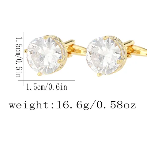 Luxurious Round Copper Zirconia Cufflinks For Men Gold Silver Plated Business Wedding Shirt Cuff Studs With Rhinestones