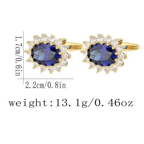 Boutons de Manchette Homme Luxe Cristal Ovale Zircone Strass Halo Cuivre pour Chemise Française Bijoux de Mariage Cadeau