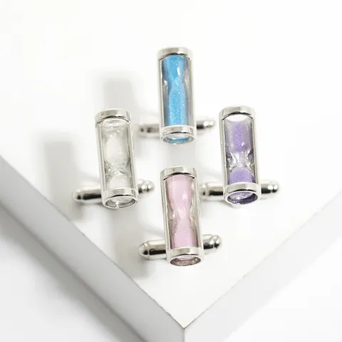 Boutons de Manchette Créatifs Sablier Sable Pour Hommes Alliage Métal Verre Unique Affaires Mariage Accessoires de Chemise Formelle Cadeau