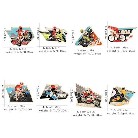 Personalized Alloy Enamel Sports Brooch Pins For Clothing Backpack Decoration Motorcycle Bicycle Skateboard Silhouette Badges