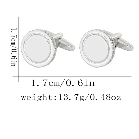 Luxury Men Silver Round Alloy Cufflinks With Knurled Edge Polished Mirror Surface Business Shirt Studs Formal Wedding Accessories