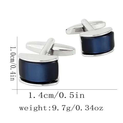 Minimalistische Legierung Herren Manschettenknöpfe Silber Geometrisch Blau Schwarz Zubehör Für Business Hochzeit Hemden Schmuck