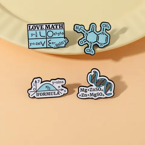 Science Enamel Pin Brooch Alloy Badge Math Chemistry Biology Formula Academic Jewelry Backpack Clothing Student Gift
