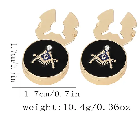 Men Business Masonic Cufflinks Gold Plated Alloy Enamel Square And Compasses G Letter Rhinestone Suit Accessories Gift