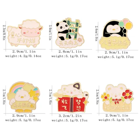 Collezione Spille in Smalto Animali Cartoni Animati Lega Gatto Panda Pinguino Per Bambini Regalo Giorno dei Bambini Borsa