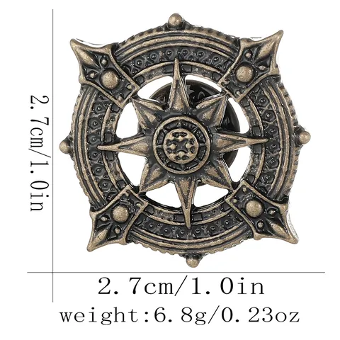Spilla a Forma di Bussola e Stella in Lega di Bronzo Vintage Stile Britannico Ancora Nautica Spilla per Uomo Donna Accessori per Abiti