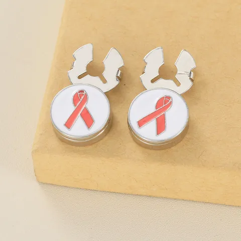 Herren Legierung Emaille Rosa Schleife Knopfbedeckungen Manschettenknöpfe Charity Bewusstsein Schmuck Zubehör Für Business Anzug Hemd