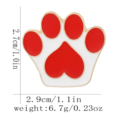 Simpatica Spilla In Smalto Con Impronta Di Zampa Di Animale Cuore Lega Cane Gatto Distintivo Per Bambini Donna Gioielli