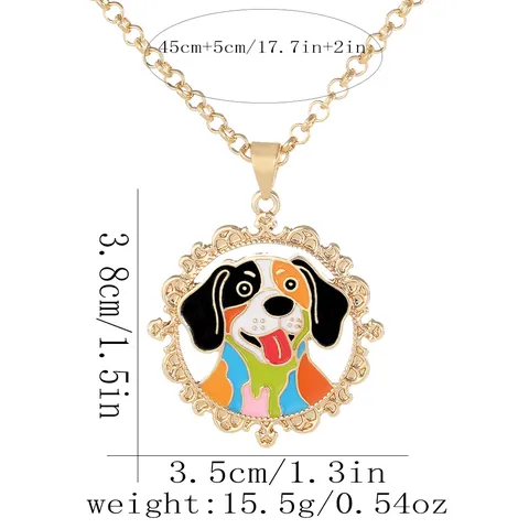 Set Collana Con Ciondolo Cane Cartoon in Lega Smaltata e Portachiavi per Uomo Donna Studenti Gioielli Placcati in Oro Regalo
