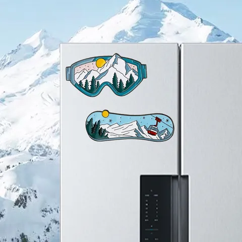 Creativo Sport Sci Magnete Frigo Lega di Zinco Smalto Montagna Innevata Paesaggio Magnetico Frigorifero Sticker Arredo Casa Souvenir