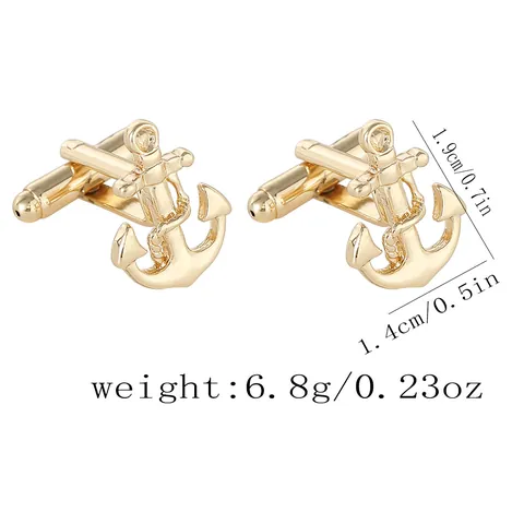 Men Nautical Boat Anchor Cufflinks For Shirts Gold Black Alloy Polished Business Formal Wedding Party Jewelry Accessory Gift