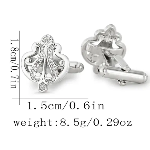 Gemelli Vintage di Lusso in Rame Placcato Argento Con Zirconi Bianchi Uomo Gioielli per Matrimonio Banchetto Accessori Camicia