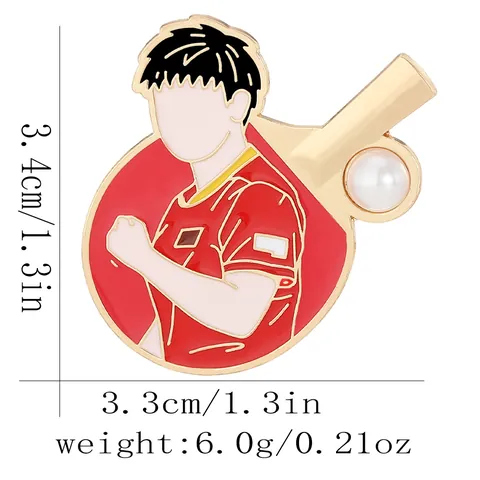 Enamel Table Tennis Brooch Alloy Sport Athlete Silhouette Badge With Faux Artificial Pearl For Men Women Personalized Jewelry Accessory