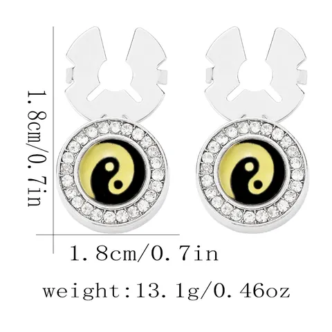 Boutons de Manchette Ronds pour Chemise Française en Alliage Strass Émail Yin Yang Tai Chi Boutons de Manchette pour Hommes Femmes Affaires Mariage Bijoux