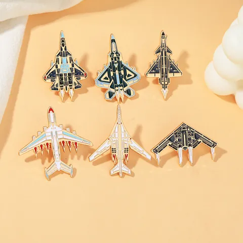 Military Airplane Enamel Pin Badge Alloy Fighter Jet Bomber Transporter Brooch For Unisex Clothes Backpack Jewelry Decor Gift