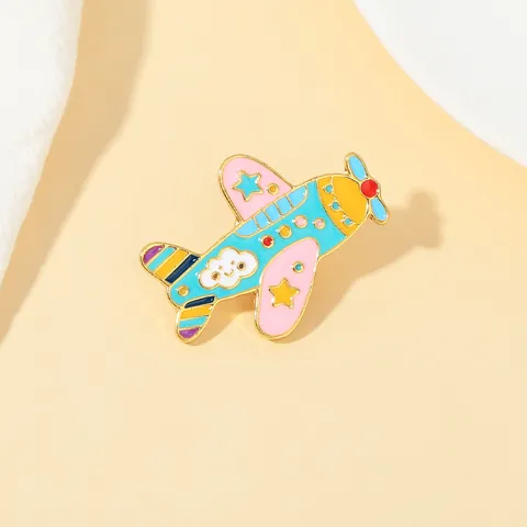 Cartoon Airplane Enamel Brooch Pin Cute Multicolor Metal Badge For Clothes Backpack Accessories Jewelry Gift For Kids Unisex