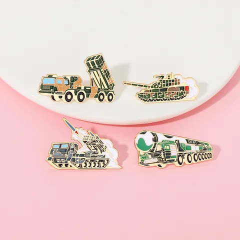 Military Theme Alloy Electroplated Brooch Missile Tank Tactical Enamel Lapel Pin Badge Fashion Accessories Jewelry