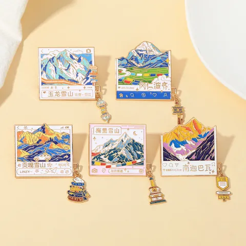 Alloy Emaille Schneeberg Brosche Kulturelles Wahrzeichen Pin Mit Dekorativem Anhänger Social Media UI Design Reise Souvenir Für Taschen Kleidung Unisex