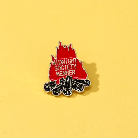 Vintage Καρφίτσα Σμάλτου Φωτιά Midnight Society Member Γράμματα Καρφίτσα από Κράμα Ψευδαργύρου Γαλβανισμένο Σήμα για Διακόσμηση Σακιδίου Ρούχων Unisex Αξεσουάρ