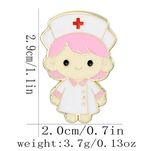 Creative Cartoon Nurse Enamel Brooch Zinc Alloy Drip Oil Medical Pin Badge For Doctors Nurses Uniform Lapel Jewelry Gift