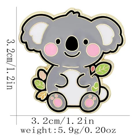 Spilla Creativa a Forma di Koala Cartone Animato Carino Lega Smalto Spilla per Zaino Vestiti Decorazione