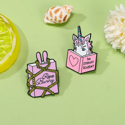 Cute Cartoon Unicorn Reading Book Enamel Brooch Badge Pin For Women Girls Bag Backpack Decoration Alloy Jewelry Gift