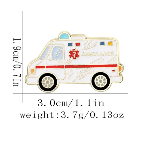 Spilla Smaltata Creativa per Ambulanza in Cartone Animato Pin Badge in Lega Medica Star Of Life per Medico Infermiere Regalo