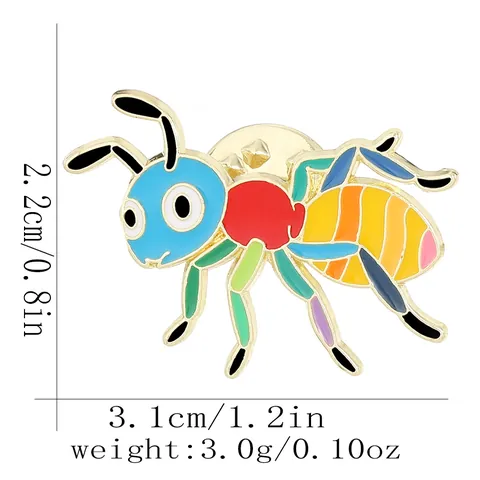 Creative Cartoon Insect Enamel Brooch Personalized Alloy Multicolor Ant Bee Lapel Pin For Women Men Kids Clothes Bag Decoration Jewelry Gift