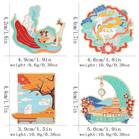 Retro Enamel Dunhuang Mogao Caves Metal Brooch Nine-Colored Deer Flying Apsaras Chinese Style Cultural Pin For Women Men Jewelry Gift