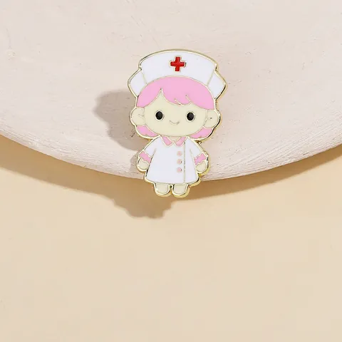 Creative Cartoon Nurse Enamel Brooch Zinc Alloy Drip Oil Medical Pin Badge For Doctors Nurses Uniform Lapel Jewelry Gift