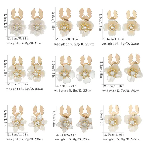 Vintage Elegant Alloy Rhinestone Flower Stud Earrings With Faux Artificial Pearl Gold Tone Statement Jewelry For Women Daily Banquet