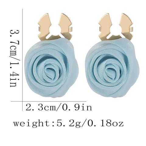 Elegant 3D Satin Rose Flower Cufflinks Romantic Fabric Floral Brooch Pins Women Clothing Accessories Wedding Party Jewelry