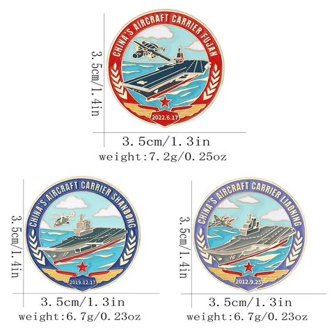 Military Alloy Enamel Aircraft Carrier Commemorative Brooch Lapel Pin Liaoning Shandong Fujian Ship DesignSouvenir Gift