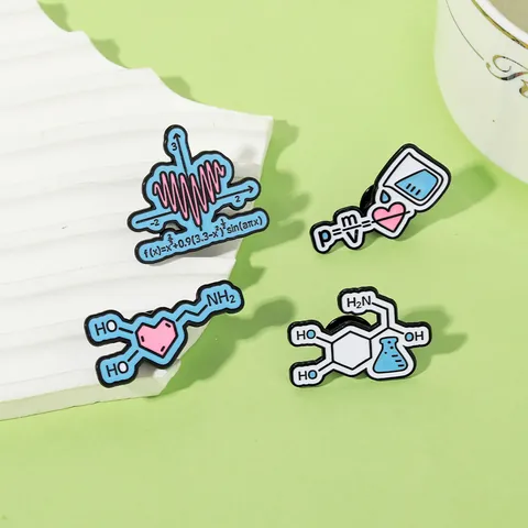 Creative Science Mathematics Physics Chemistry Alloy Brooch Pin Heart Function Density Formula Molecule Enamel Badge Student Gift Accessory
