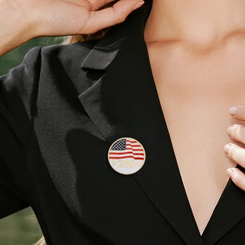 United States 250th Anniversary Commemorative Enamel Pin USA Independence Day Liberty Bell 1776-2026 US Flag Alloy Brooch Badge For National Day Celebration