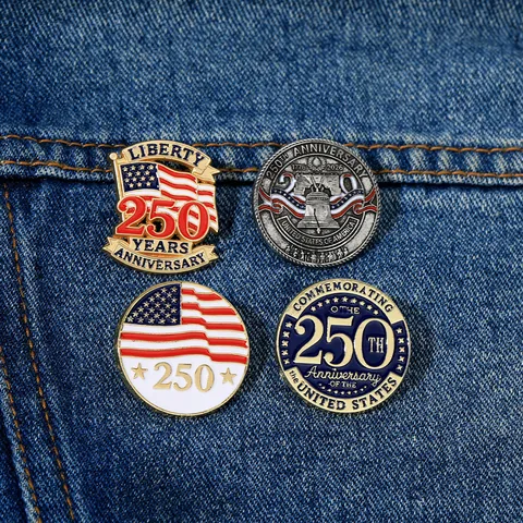 United States 250th Anniversary Commemorative Enamel Pin USA Independence Day Liberty Bell 1776-2026 US Flag Alloy Brooch Badge For National Day Celebration