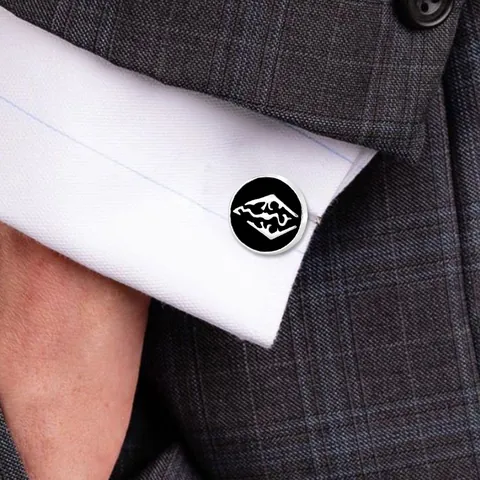 Men's French Style Alloy Enamel Cufflinks Abstract Mountain Pattern Business Formal Shirt Cuff Links Jewelry Gift