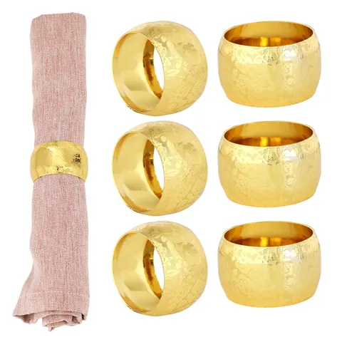Floral Relief Metal Napkin Rings Gold Silver Electroplated Napkin Buckles For Wedding Hotel Restaurant Table Decor