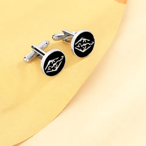 Men's French Style Alloy Enamel Cufflinks Abstract Mountain Pattern Business Formal Shirt Cuff Links Jewelry Gift