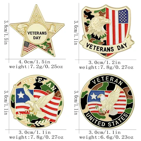 Alloy American Flag Eagle Enamel Brooch Vintage Veterans Day Camouflage Military Badge Lapel Pin Garment Accessories Gift Unisex Jewelry