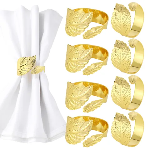 Gold Leaf Napkin Rings Metal Maple Leaf Napkin Buckles For Table Setting Wedding Banquet Home Dining Decoration