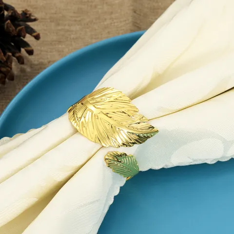 Gold Leaf Napkin Rings Metal Maple Leaf Napkin Buckles For Table Setting Wedding Banquet Home Dining Decoration