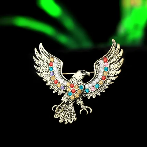 Vintage Zinklegierung Bunte Strass Adler Brosche Pin Für Damen Herren Mode Tier Schmuck Kleidung Accessoire Geschenk